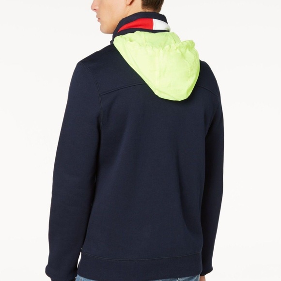 Tommy Hilfiger Men's Windward 1/4 Zip Hooded Green - Picture 7 of 7